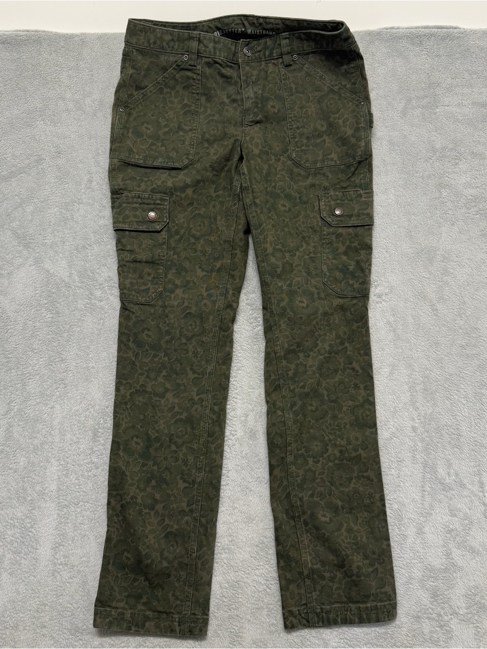 Duluth Trading Co Work Pants Womens 8x33 Green Curvesetter Straight Leg Utility